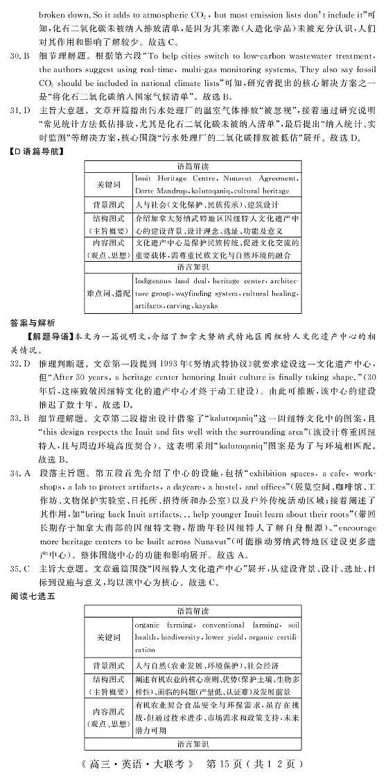 2026届高中联盟12月高三联考英语答案第3页