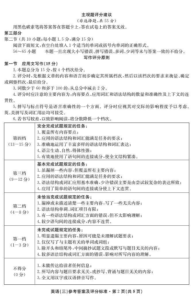 云南省名校联盟2026届高三上学期第三次联考英语答案第2页