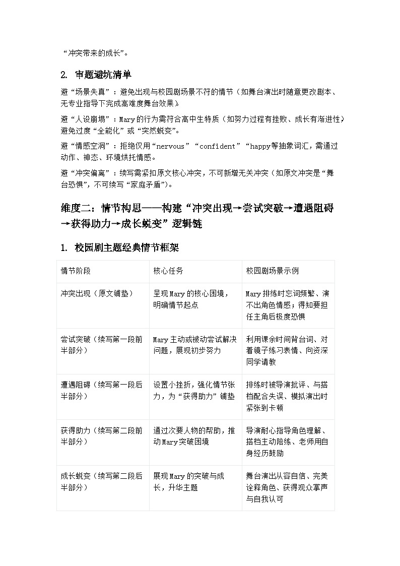 2026届高考英语二轮复习读后续写专项学案——Mary的校园剧之旅第3页