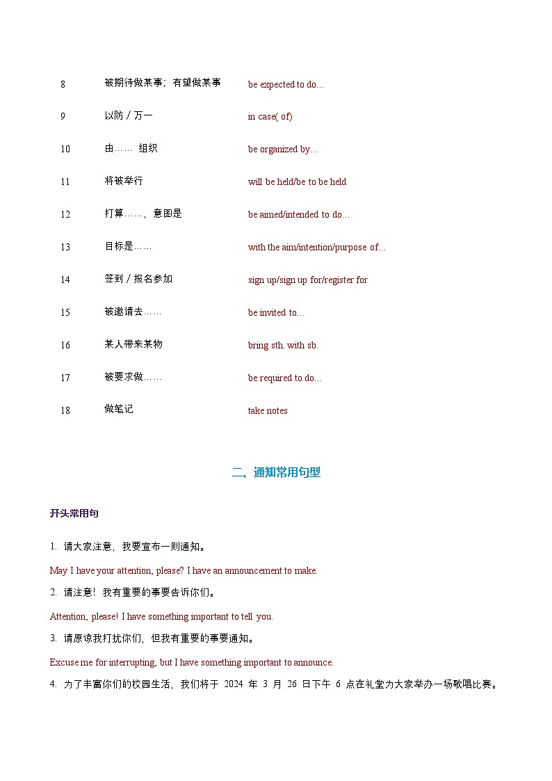 高考英语一轮-通知（专项训练）（全国通用）（教师版）第2页