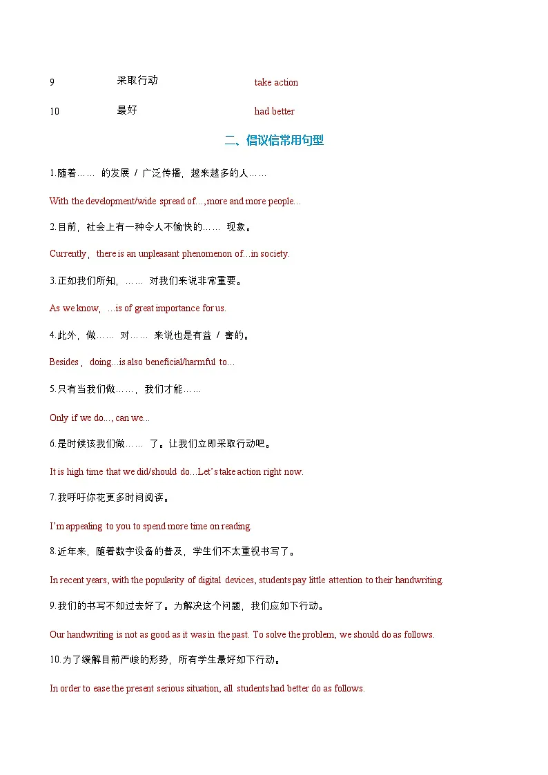 高考英语一轮-倡议信（专项训练）（全国通用）（教师版）第2页