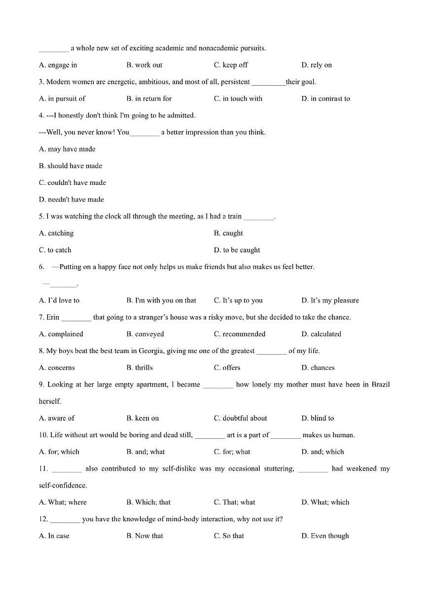 2025-2026学年天津市第四十七中学高三上学期第二次月考英语试卷（有答案）第3页
