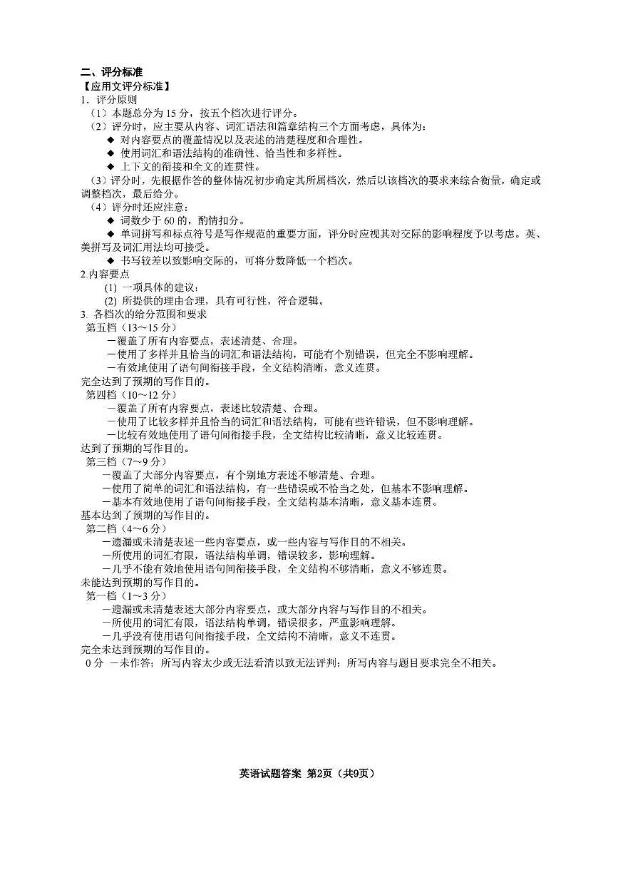 英语答案-2026年沈阳市高中三年级教学质量监测(一)第2页