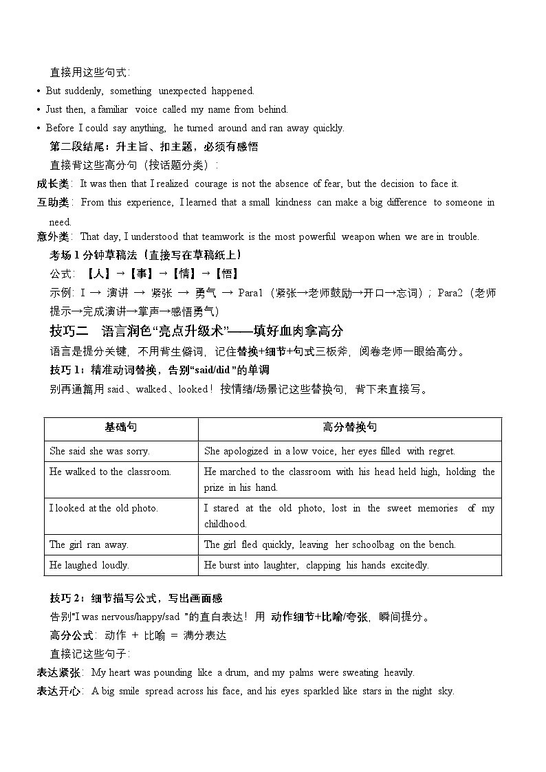 模块02 高分三板斧核心技巧（全国通用）2026新高考英语读后续写高分备考专题讲练第2页
