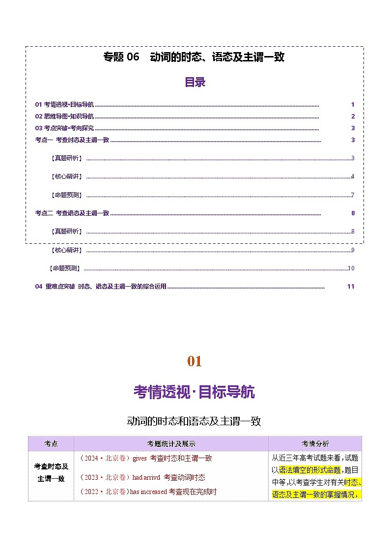 高考英语二轮-动词的时态和语态及主谓一致（讲义）（教师版）第1页