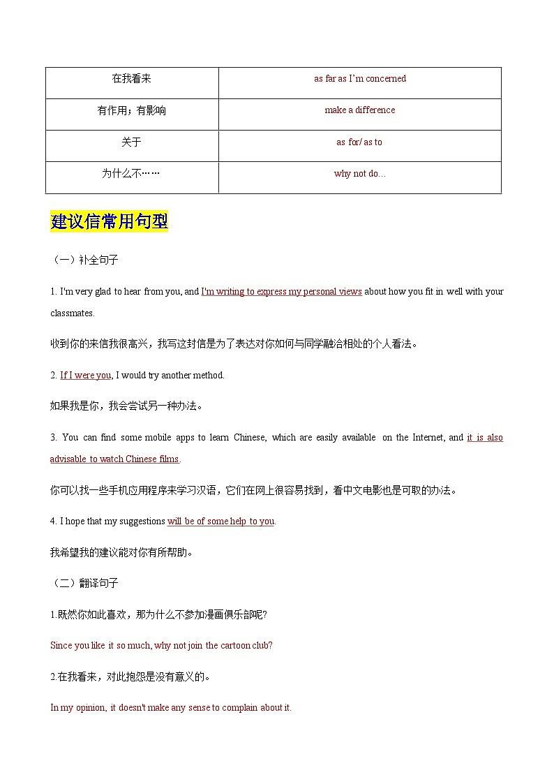 高考英语二轮-建议信（专项训练）（天津专用）（教师版）第2页