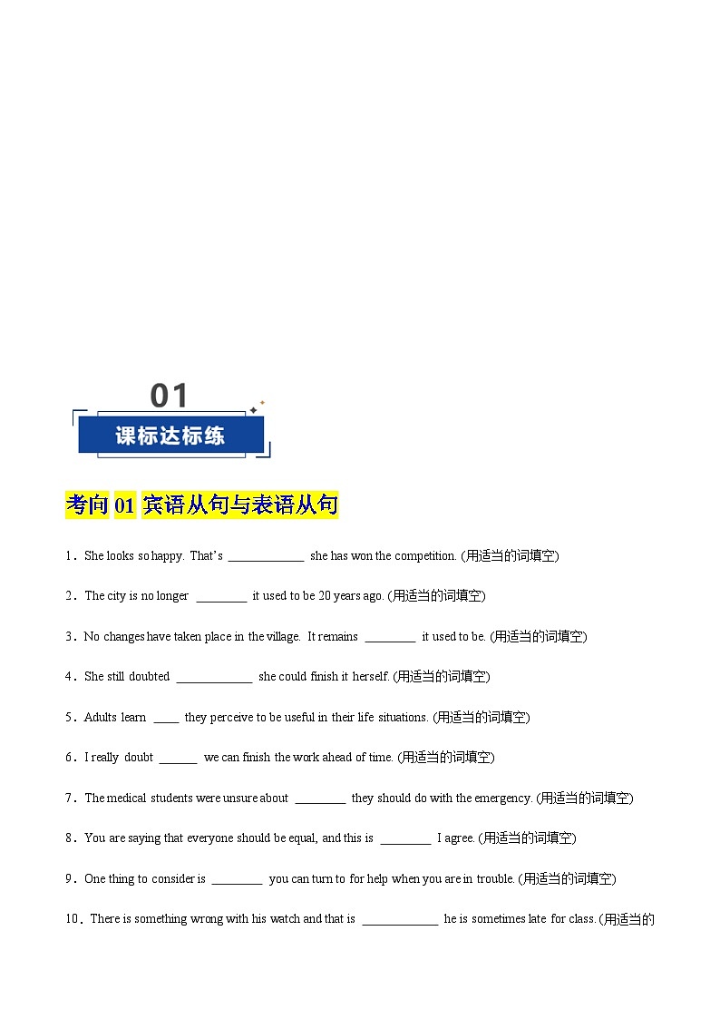 高考英语二轮-名词性从句（专项训练）（上海专用）（学生版）第2页