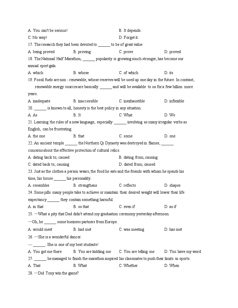 天津市河东区天津市第一0二中学2025_2026学年高三上学期12月月考英语试题（文字版，含答案，无听力原文，无音频）第3页