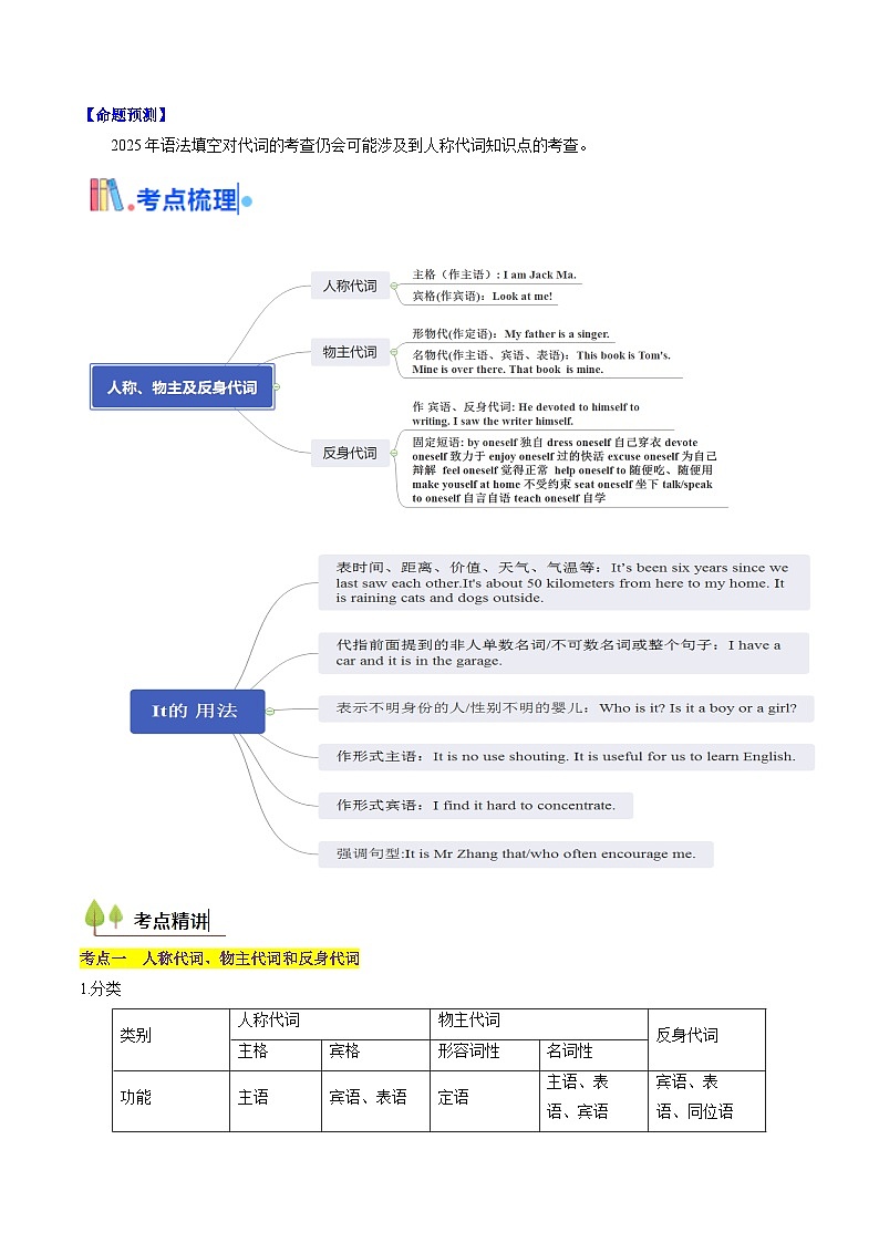高考英语一轮讲义-高考高频考点代词（教师版)第2页