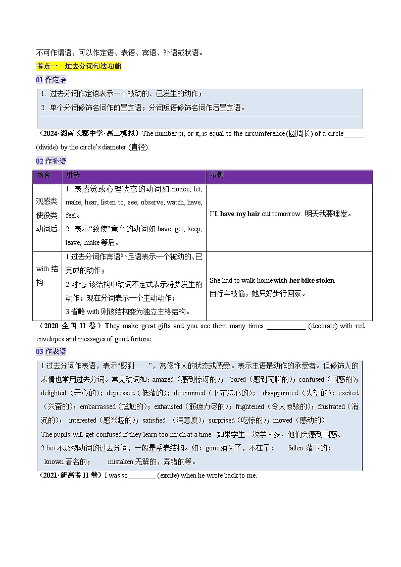 高考英语一轮讲义-高考高频考点非谓语动词-done（教师版)第3页