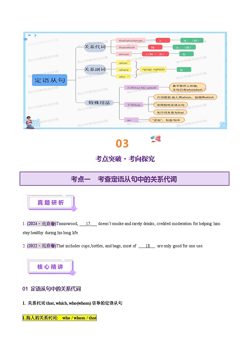 高考英语二轮-定语从句（讲义）（学生版）第3页