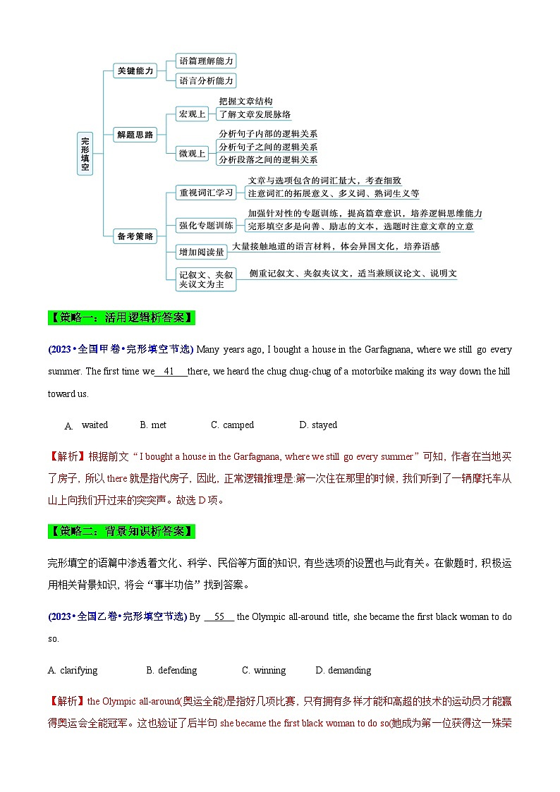 高考英语二轮复习完形填空讲练测（考向+干货+模拟）教师版第2页
