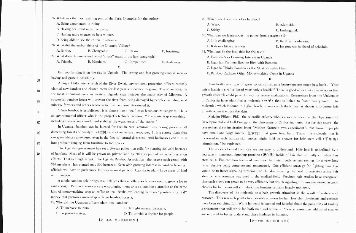广西部分学校2024-2025学年高一上学期12月阶段性考试英语试题（无答案）第3页
