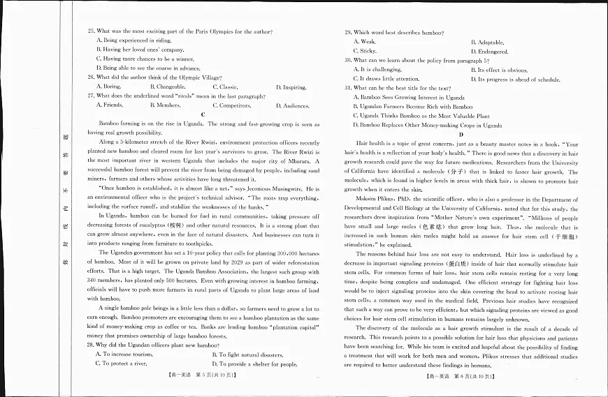 广西部分学校2024-2025学年高一上学期12月阶段性考试英语试题（无答案）第3页