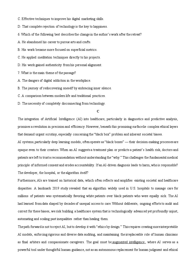 【英语】新疆乌鲁木齐部分学校2025-2026学年高三上学期期末试题（学生版） 第3页
