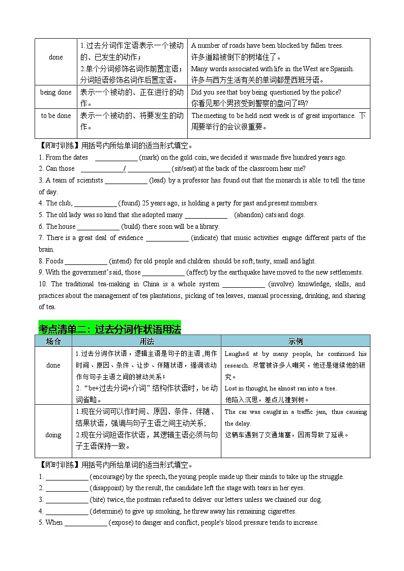 高考英语二轮-过去分词七大典型用法（讲案）原卷版第3页