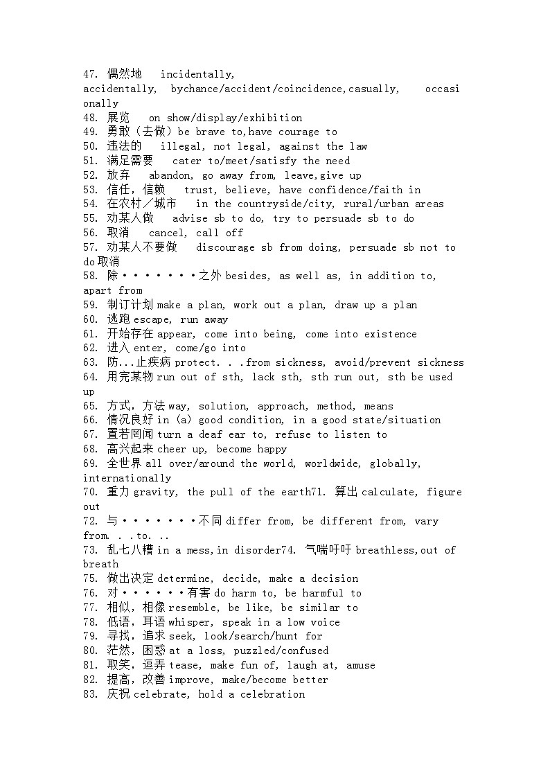 高中英语试卷中 236个 高频同义转换词第2页