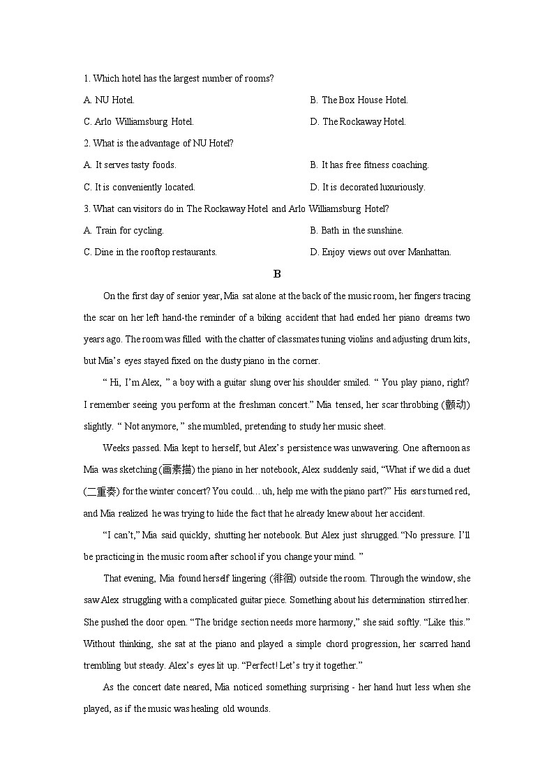 【英语】福建省三明市沙县区某中学2025-2026学年高二上学期1月月考试题（学生版）第2页