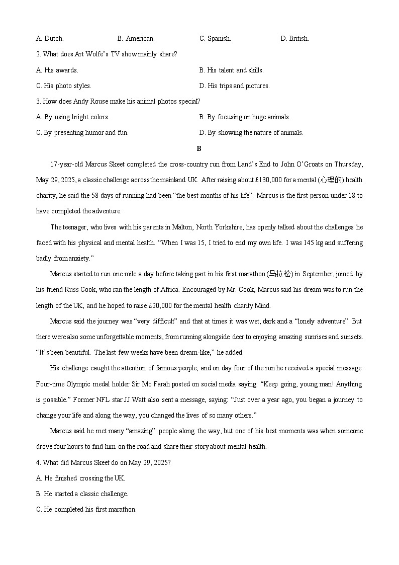 【英语】河南省焦作市联考普通高中2025-2026学年高一上学期期末考试试题（学生版）第2页