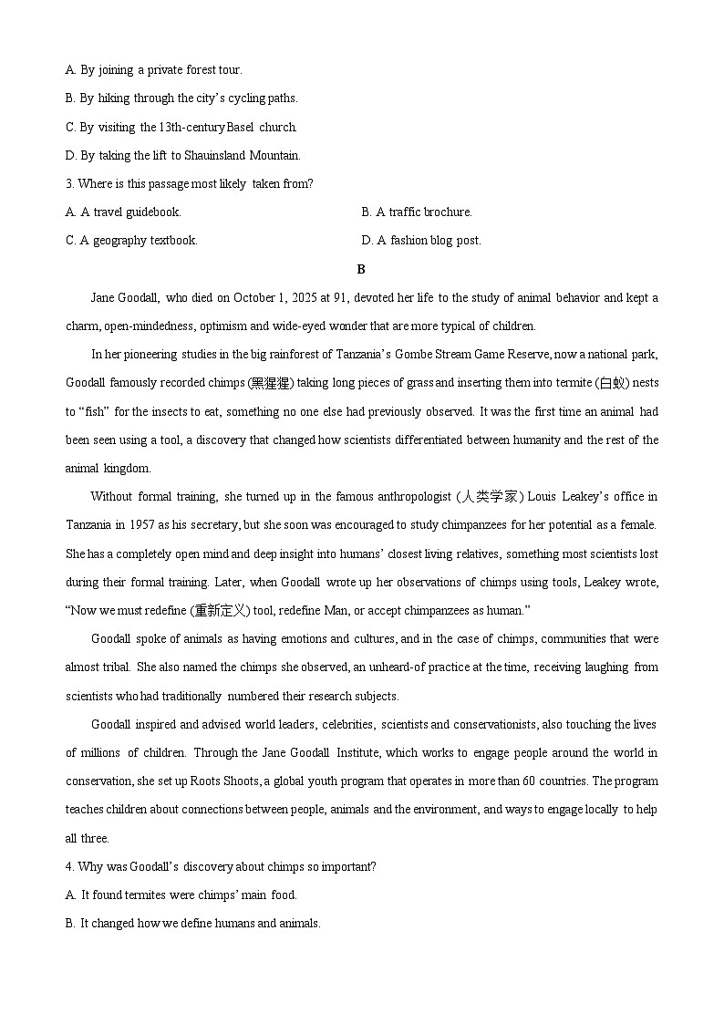 【英语】江西省赣州市2025-2026学年高一上学期期末试题（学生版）第2页