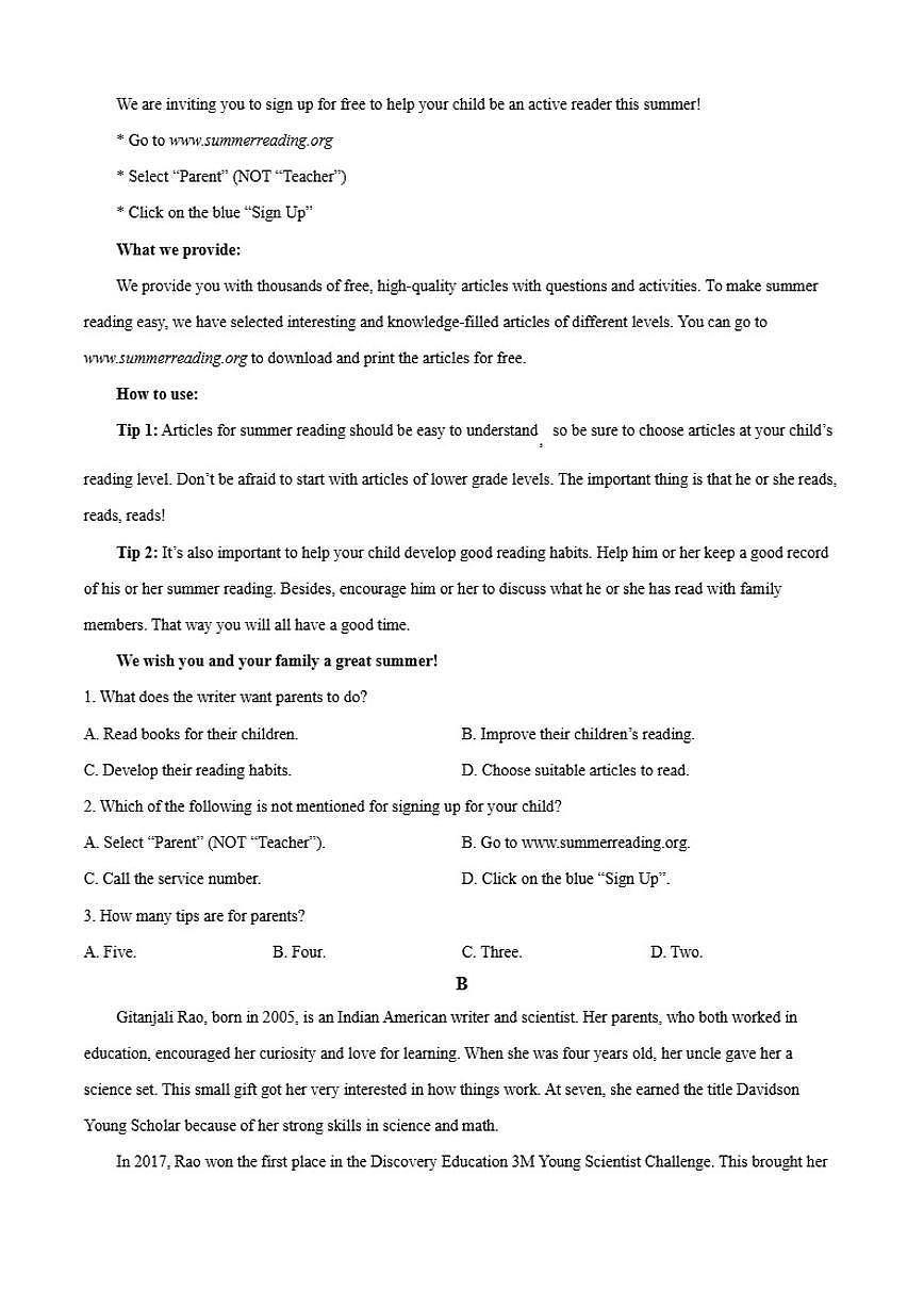 西藏自治区拉萨市联考2025-2026学年高二上学期期末检测英语试题（含答案）第3页