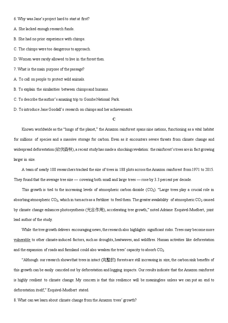 2025-2026学年河南省三门峡市高一上学期期末检测英语试卷（学生版）第3页