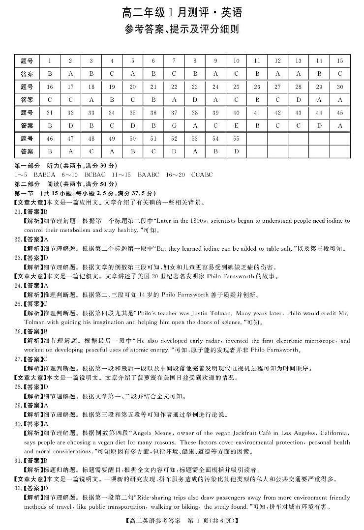英语答案第1页