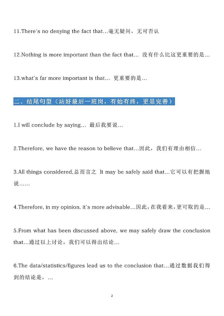 高中英语作文写作常见套路知识清单（共18页）第2页