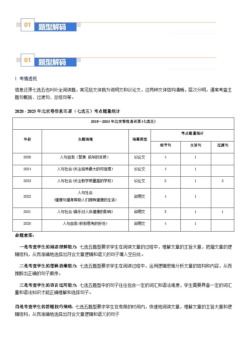 高考英语二轮-阅读理解之七选五（题型专练）（北京高考真题+各区模拟）（教师版）第2页