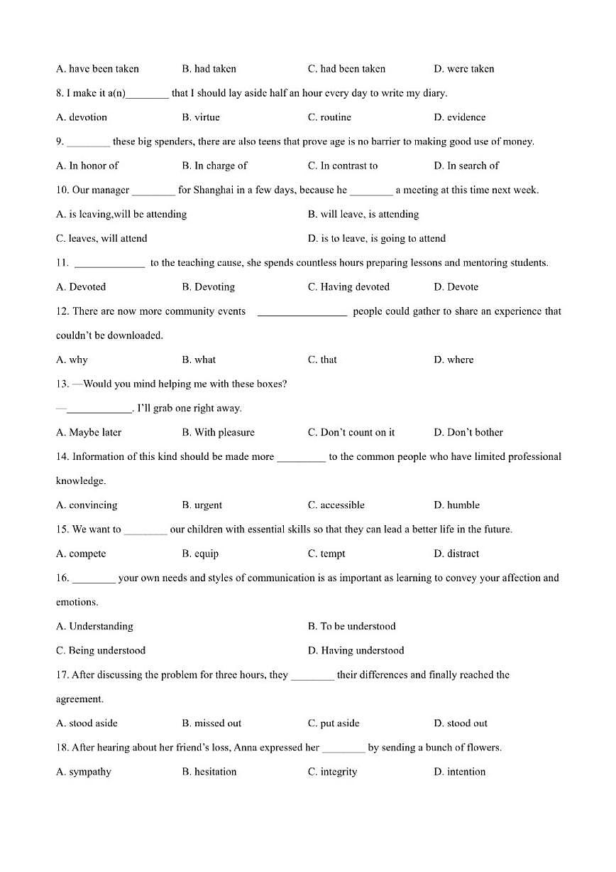 2025-2026学年天津市南开中学滨海生态城学校高二上学期12月月考英语试题（含答案）第3页