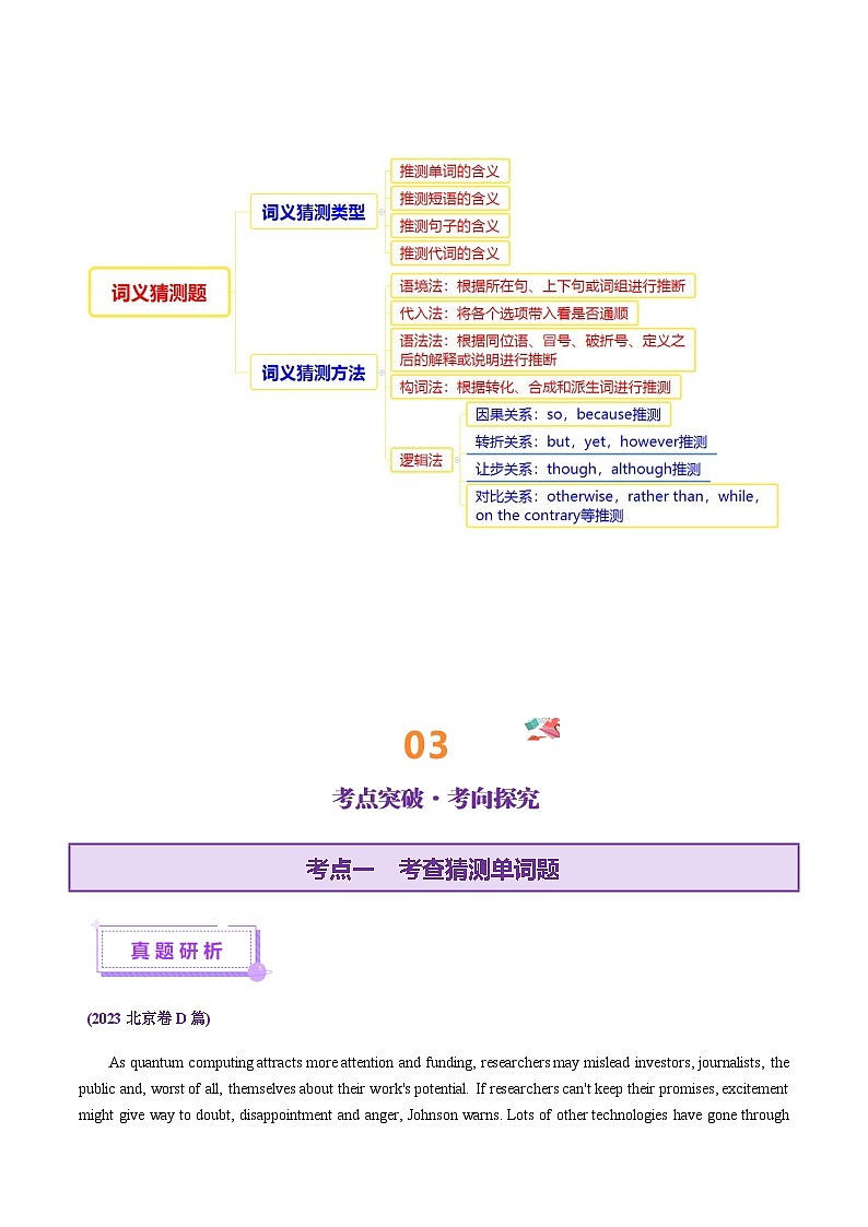 高考英语二轮-阅读理解之猜测词义题（讲义）（学生版）第3页
