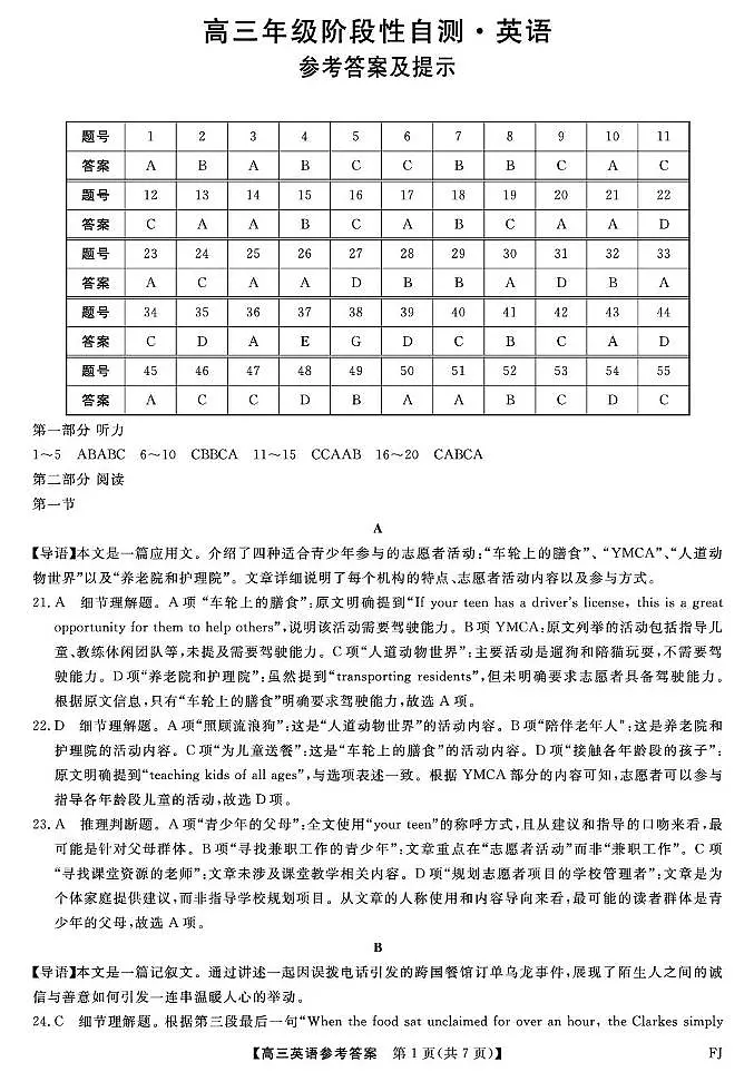 26093C-FJ-详解版答案-英语第1页
