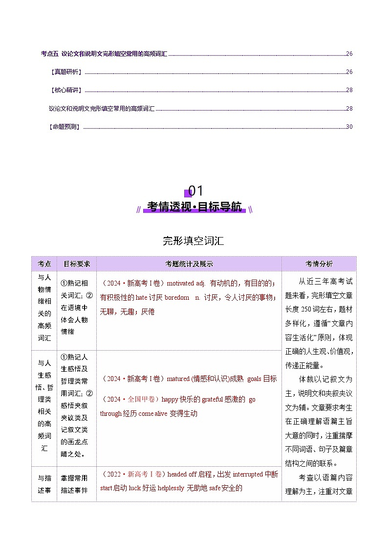 高考英语二轮-完形填空高频词汇（讲义）（教师版）第2页