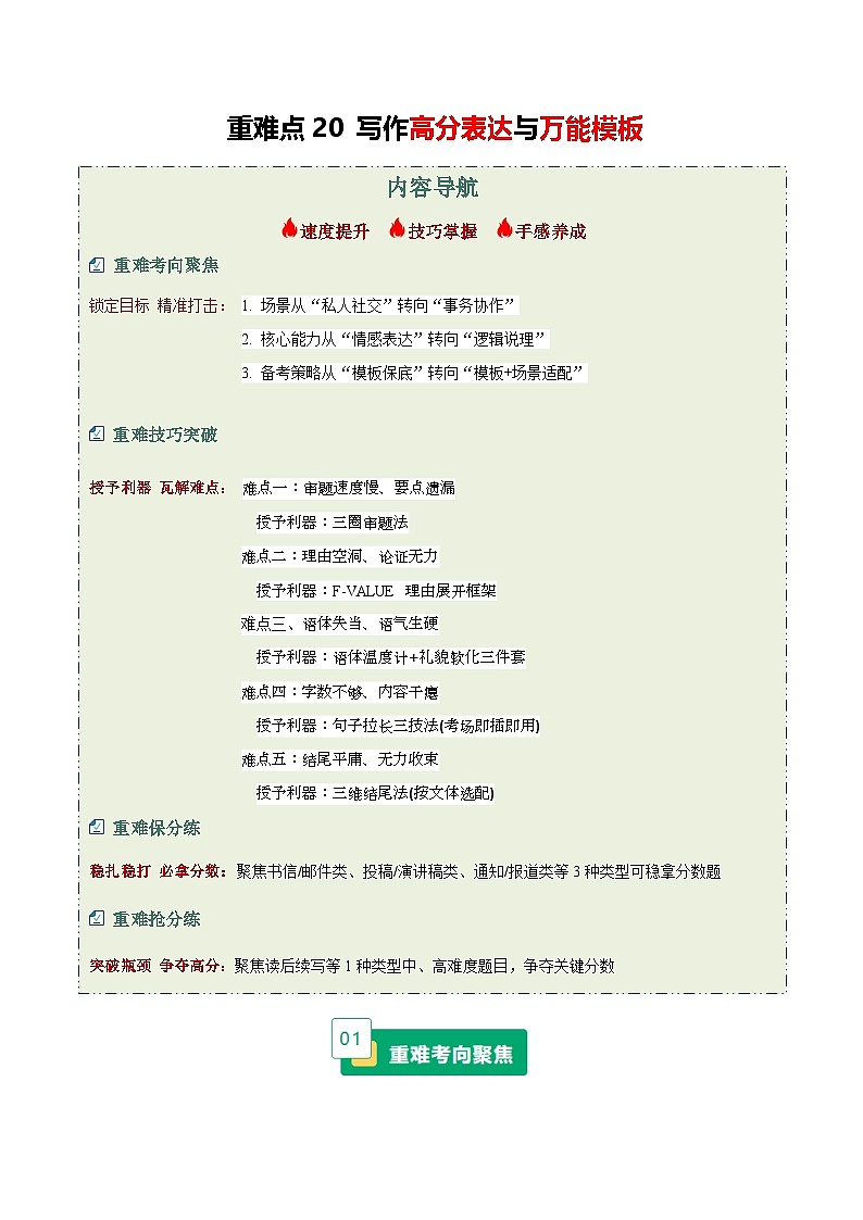 高考英语二轮讲义-写作高分表达与万能模板（全国通用）（教师版）第1页