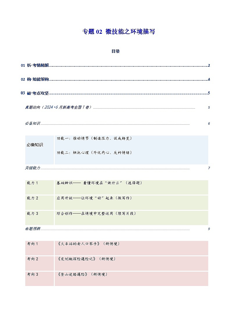 高考英语二轮-读后续写微技能之环境描写（复习讲义）（全国通用）（学生版）第1页