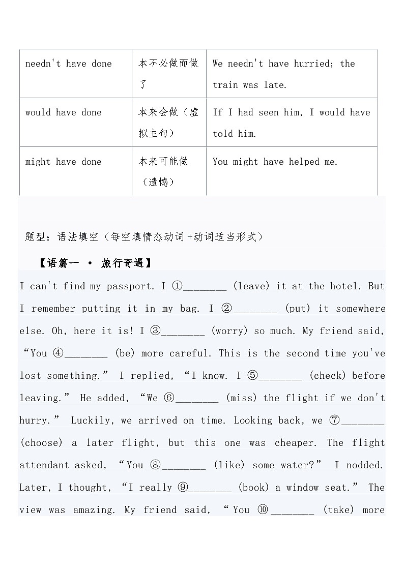 2026高考英语 重难点专项突破练习卷7 情态动词    导学案含答案第3页