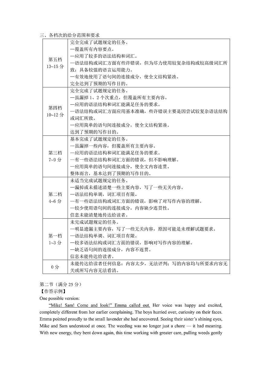 泉州市2026届高中毕业班模拟考试（一）英语答案第2页