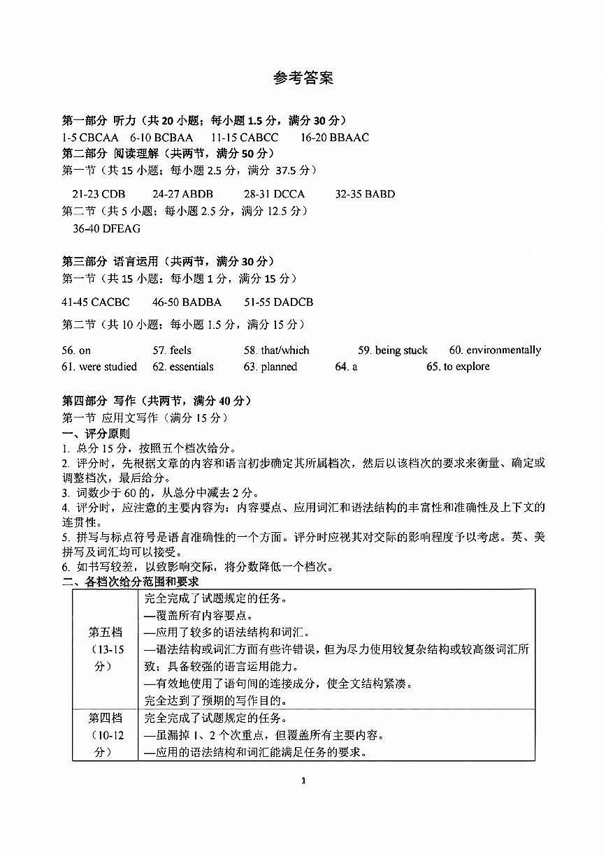 英语答案-浙江省名校协作体（G12）2026届高三3月联考第1页