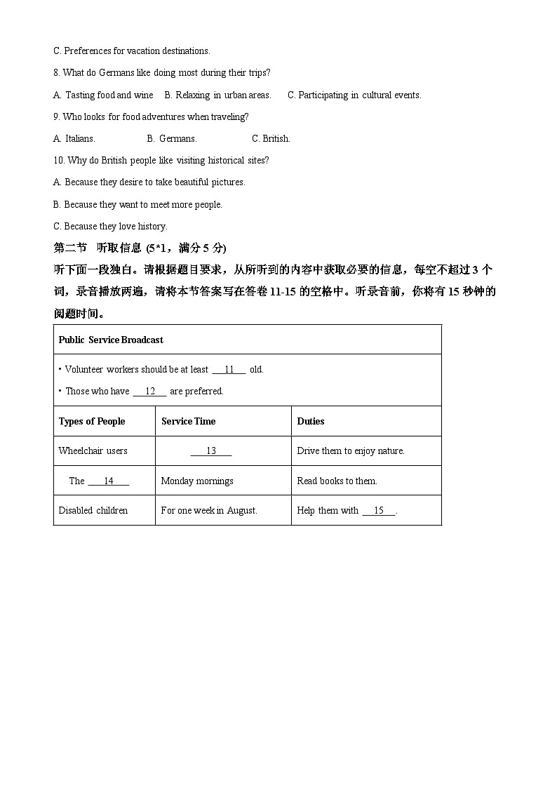 广东省广州市第六中学高一下学期期中考试英语试题（原卷版）-A4第2页
