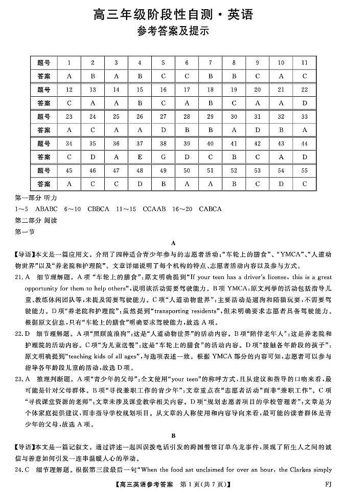 26093C-FJ-详解版答案-英语第1页