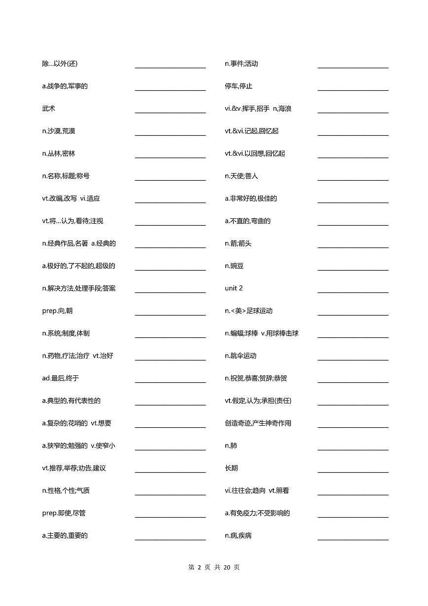 高考英语第二轮复习译林版必修二默写本知识点第3页