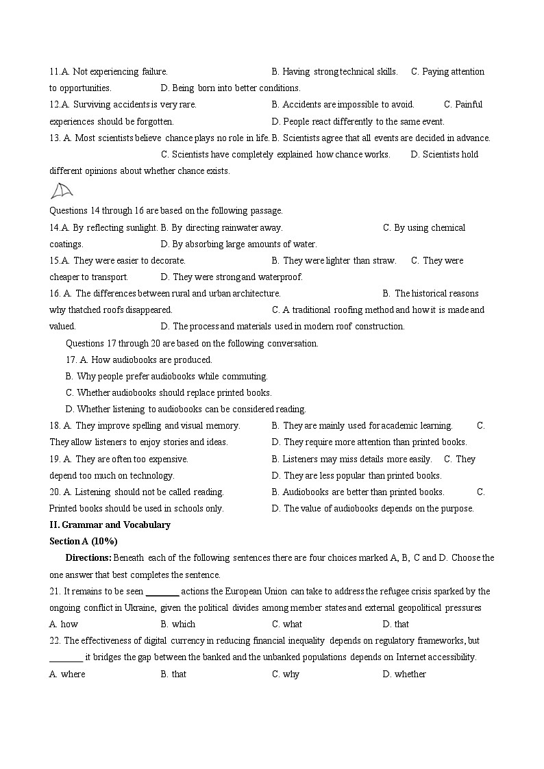 上海曹杨第二中学2025_2026学年度第二学期高二年级3月英语摸底评价试卷（文字版，含答案）第2页