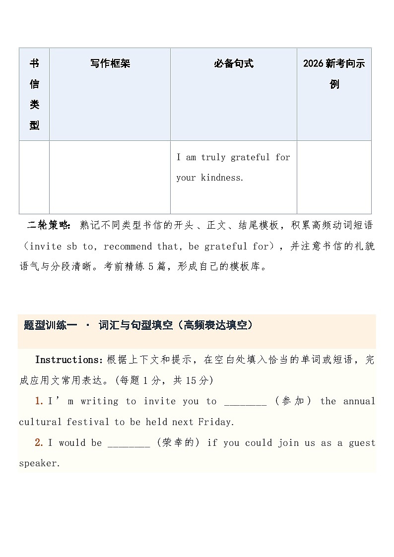 高考英语·二轮复习专题突破练习  专题16：书面表达之应用文（邀请、建议、感谢）含答案第3页