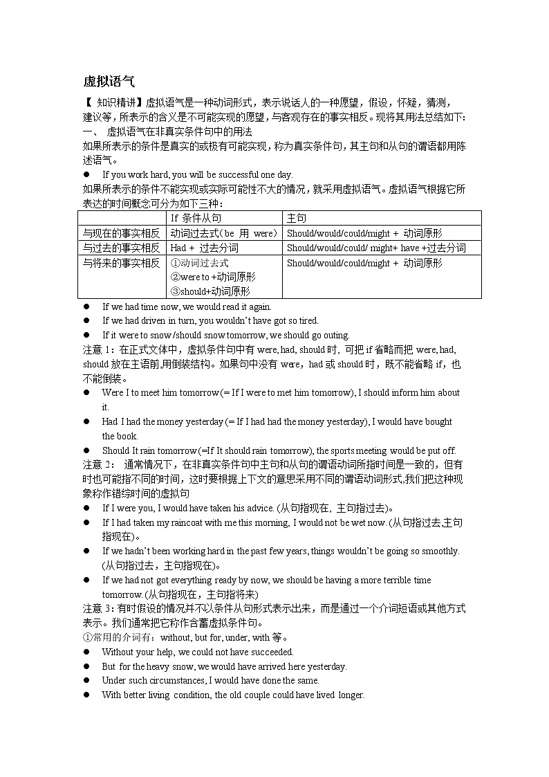 高中英语实用语法第十六章 虚拟语气 教案01
