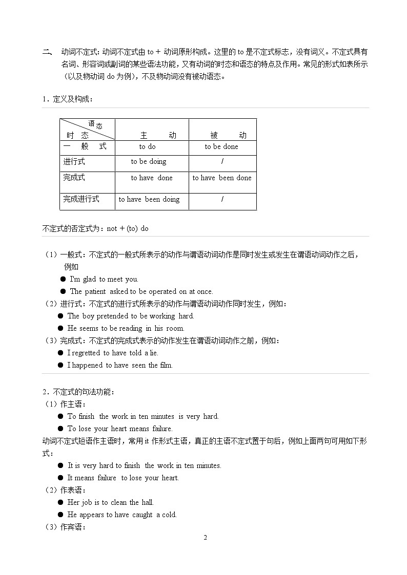 高中英语实用语法第八章 非谓语动词 教案02