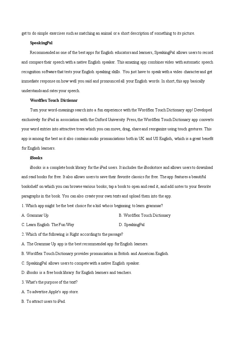 2020届广东省中山市高三上学期期末英语试题（解析版）02