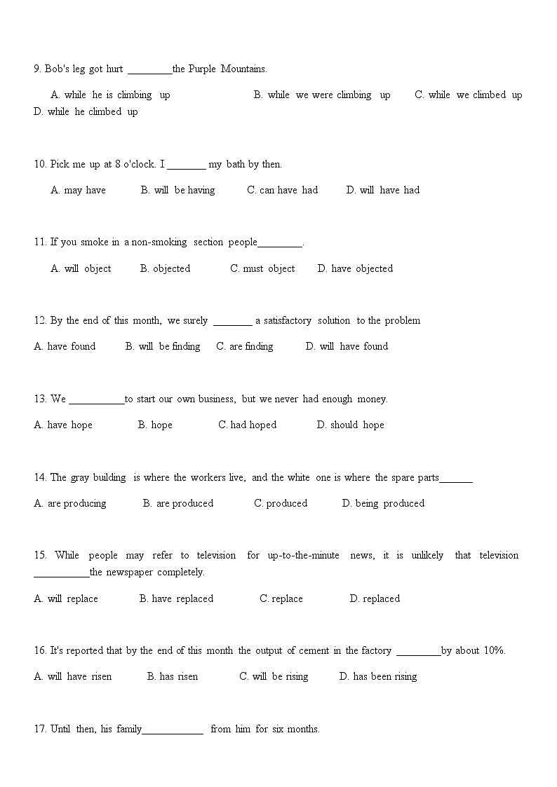 高中英语语法专项练习题及答案02