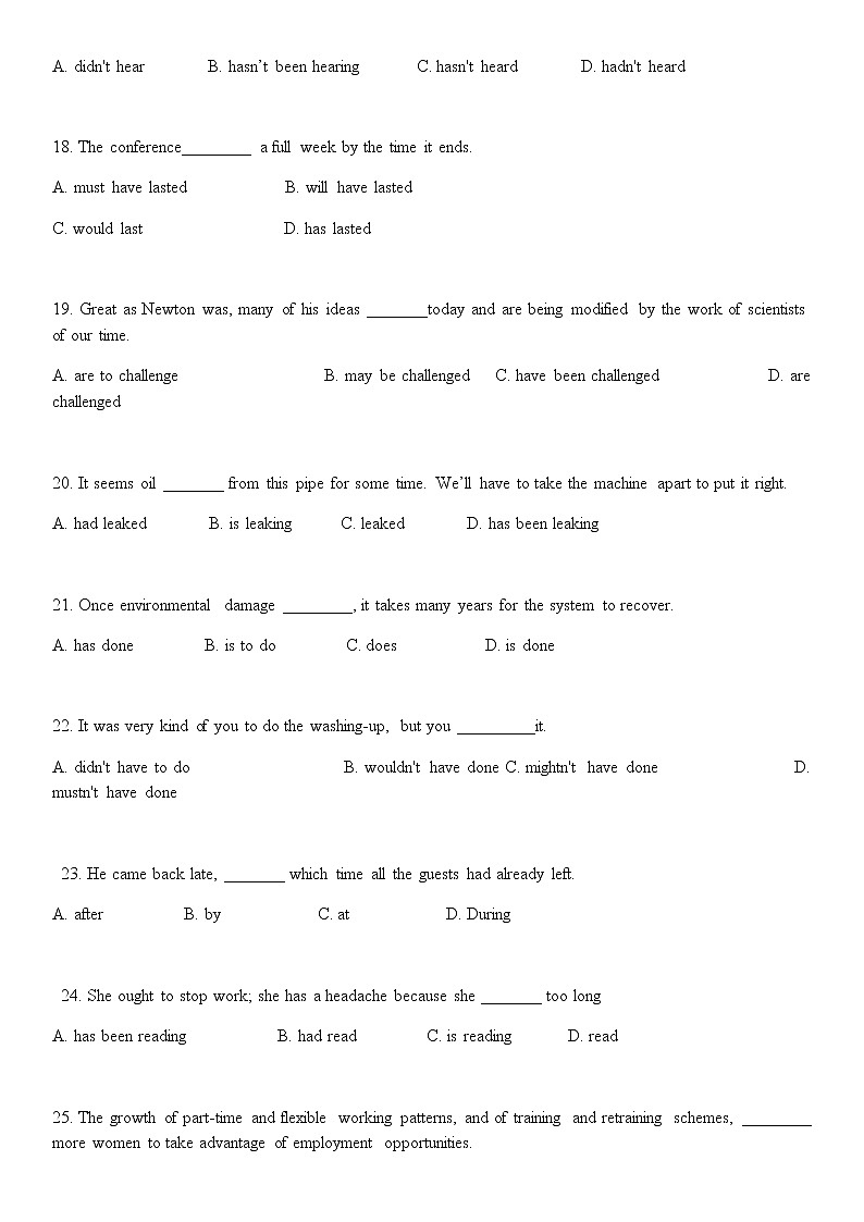 高中英语语法专项练习题及答案03