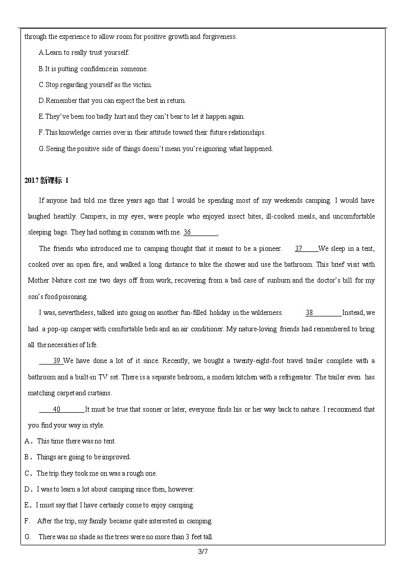 高中英语一轮复习 专题之七选五解题技巧 讲解+练习（无答案）03