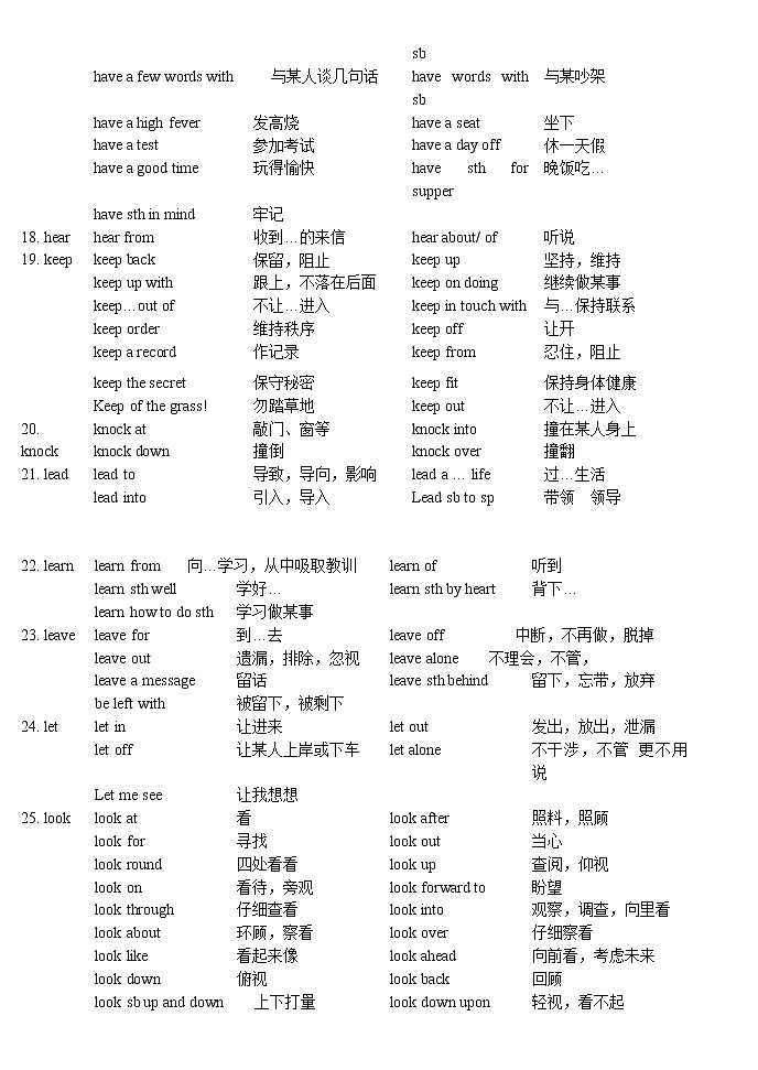 高中英语常用动词搭配 教案03